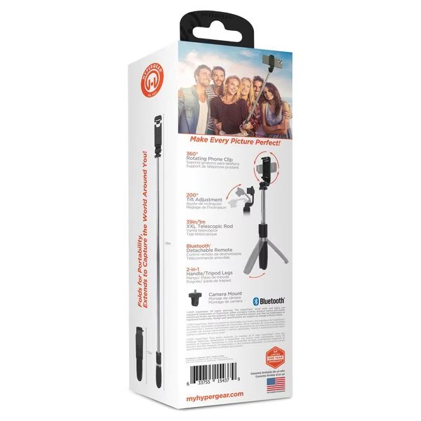 SnapShot Wireless Selfie Stick with Tripod and Bluetooth Remote, Hypergear, Mfr#: 15437
